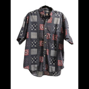 Gant Salty Dog Mens Large Red Blue Paisley Imperial Poplin Button Shirt 1990’s